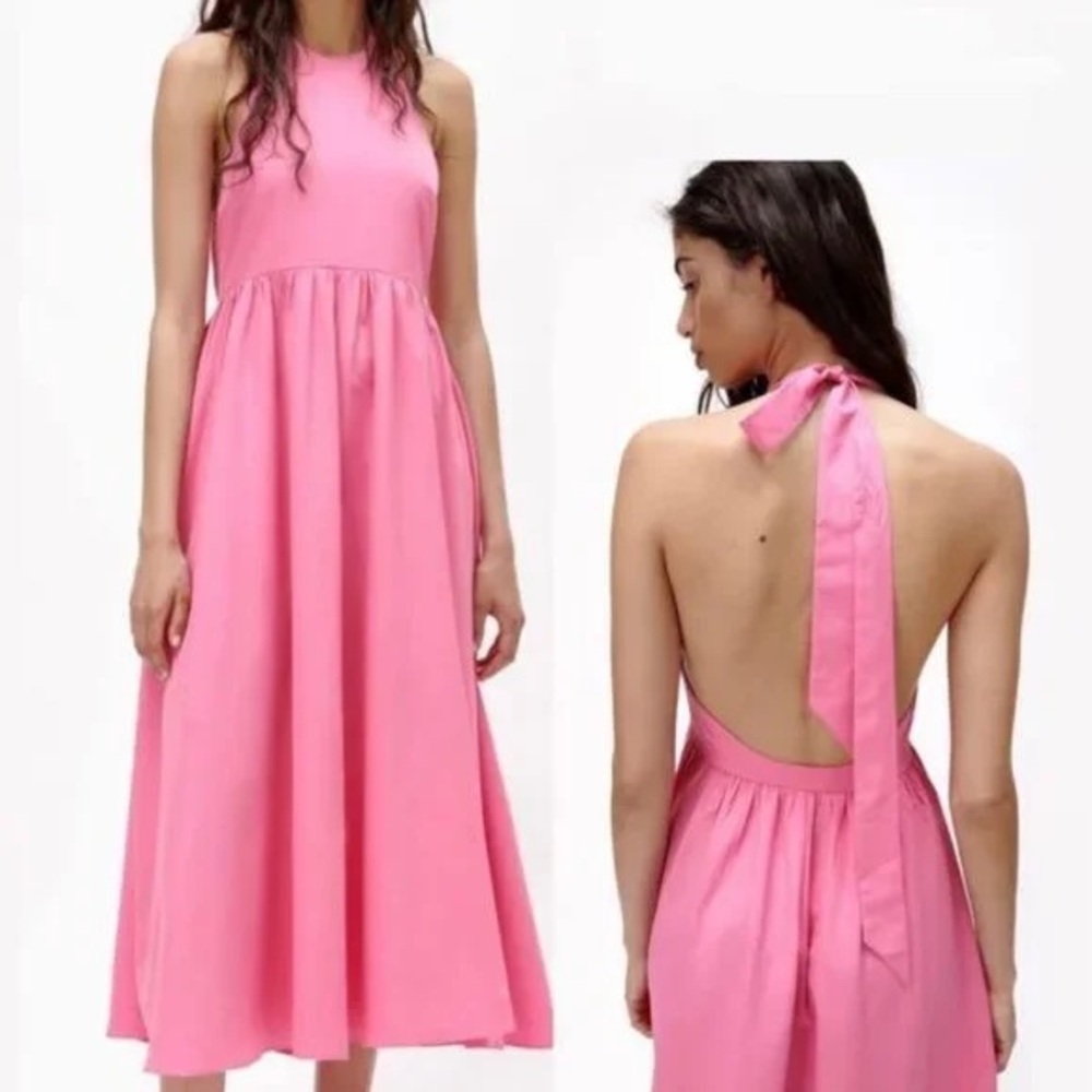 New Zara Elegant Pink Sleeveless Dress - Picture 8 of 10